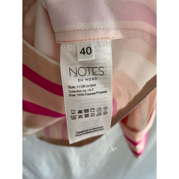 NOTES DU NORD Liv Striped Blouse 40 Wrap Collar Pink/White - Picture 14 of 14